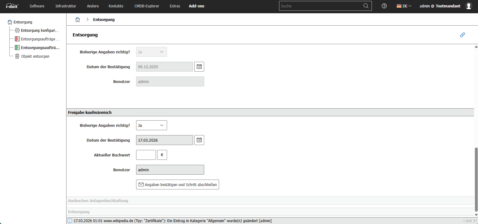 i-doit Entsorgung Add-on — Mehrstufiger Freigabe-Workflow